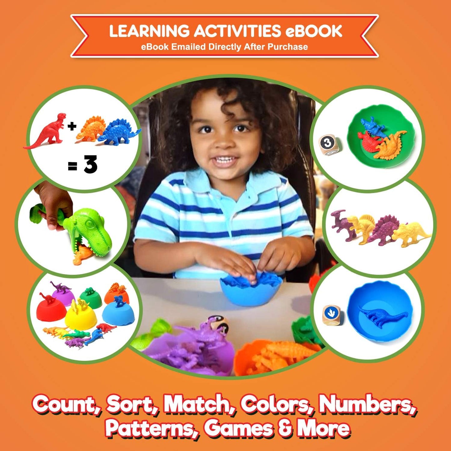 Jumbo Sorting & Counting Dinosaurs Matching Game - Educational Dinosaur Toys for 2 3 4 5 Year Olds with 54 Math Manipulatives, Dino Grabber, Toddler Games Dice, Toy Storage & Kids Activities Ebook
